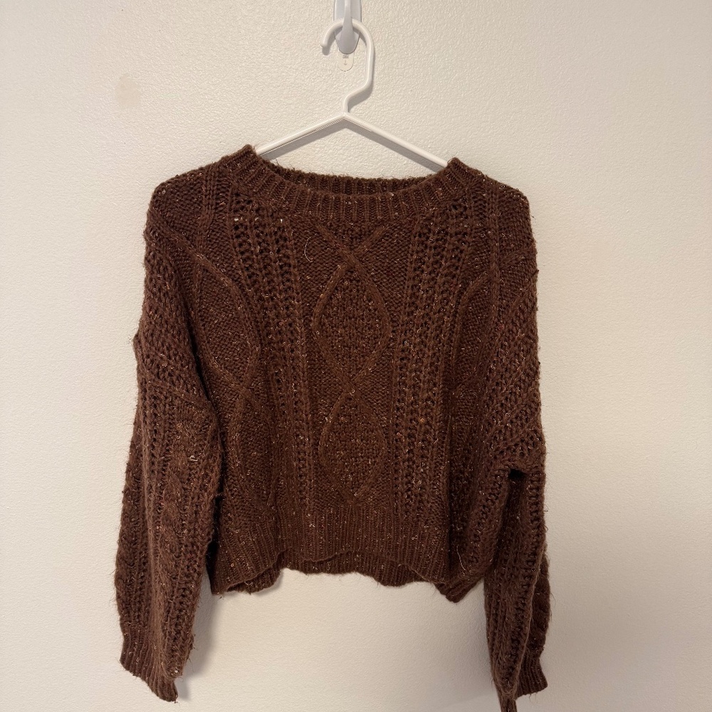 Brown Cable Knit Sweater